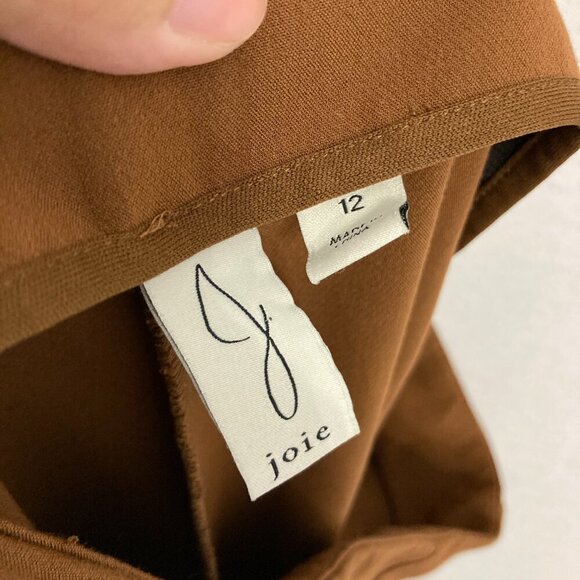 Joie Brown Side Zip Wide Leg Ankle Pants size 12 Office Career - Picture 2 of 9